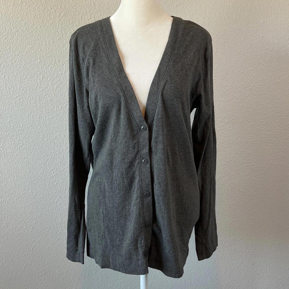 Eddie Bauer Classic Cotton Cardigan Dark Gray Size Large